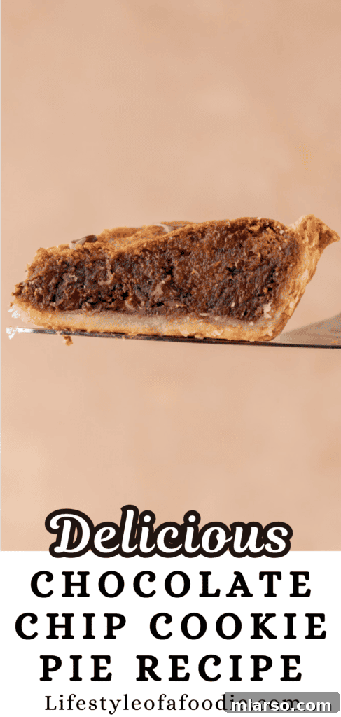 chocolate chip cookie pie recipe pinterest pin with a rustic table setting