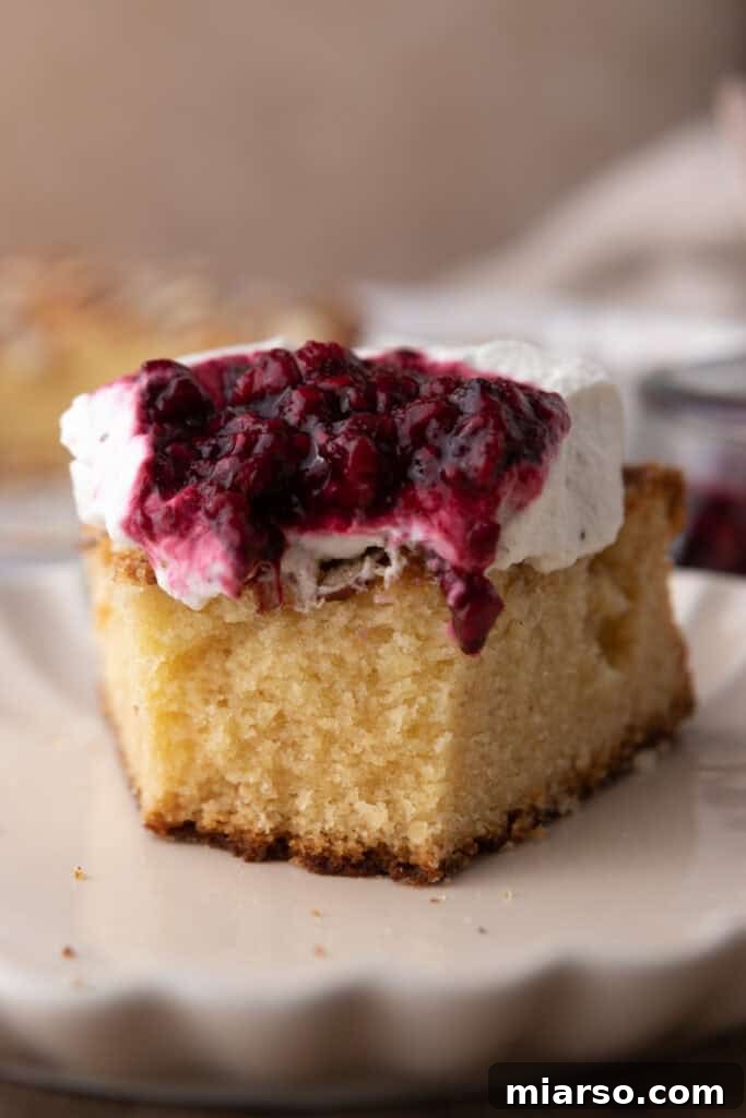 Almond cake served with fresh berries and whipped cream for an elegant dessert