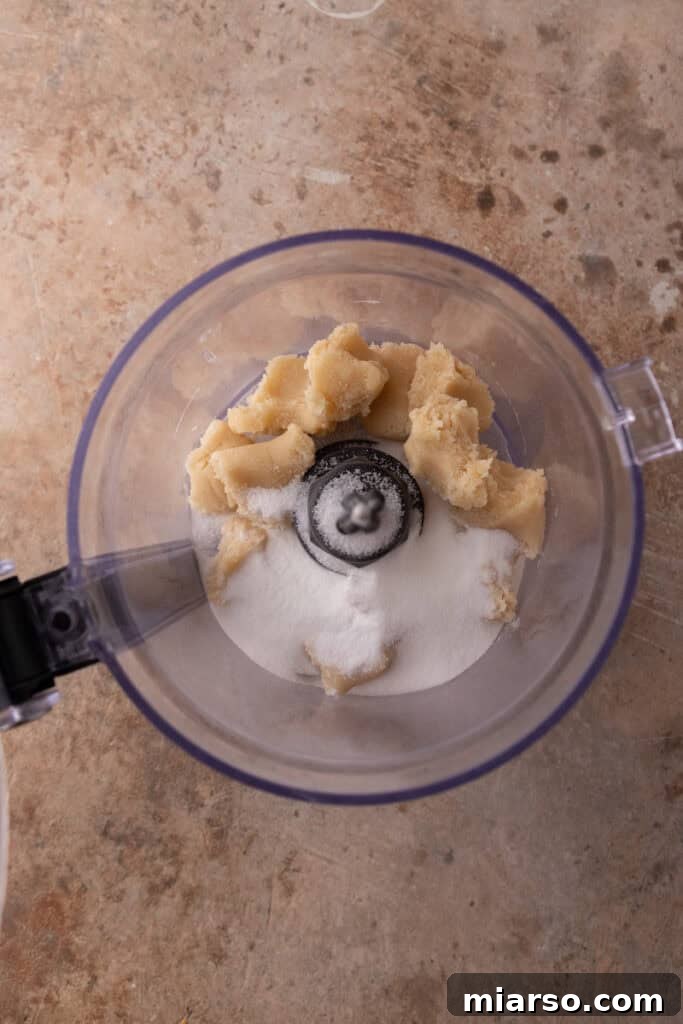 Initial ingredients in a food processor before blending
