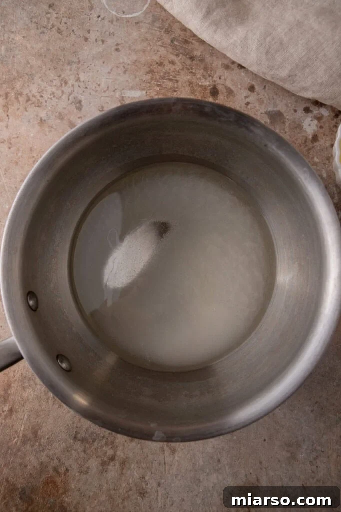 unmixed sugar and corn syrup in a saucepan