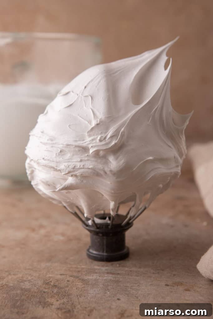 stiff peaks on a whisk attachment