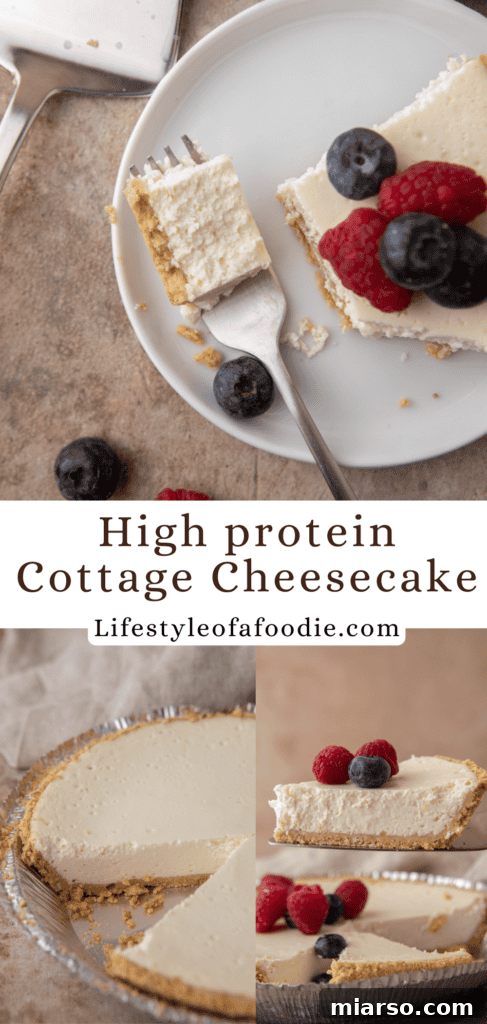 High Protein Cottage Cheese Cheesecake recipe pinterest pin