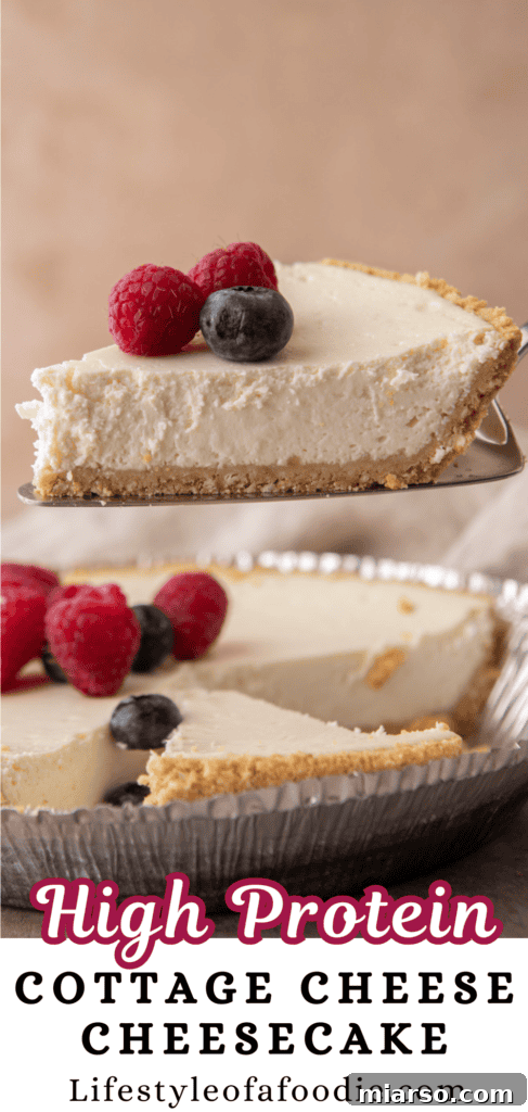 High Protein Cottage Cheese Cheesecake recipe pinterest pin