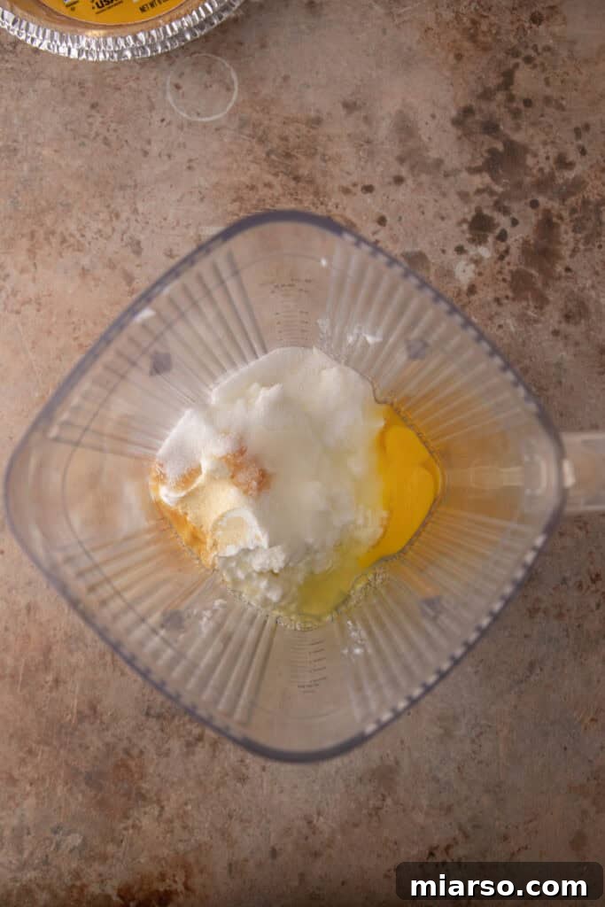 unmixed ingredients in a blender