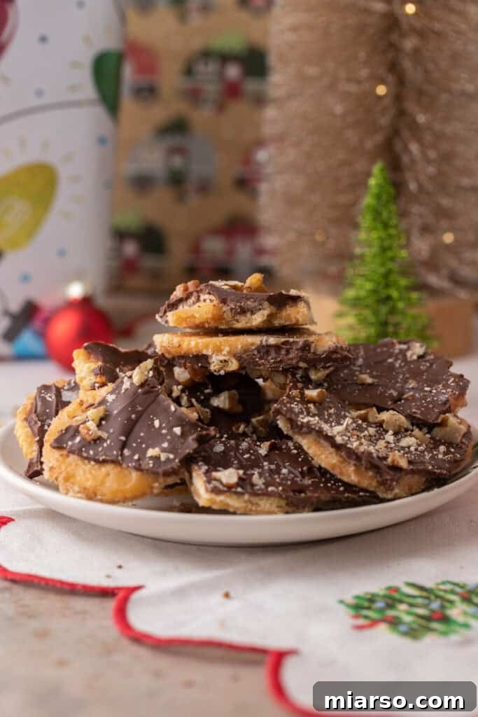 Sweet & Salty Holiday Ritz Toffee Bark 14 Ritz Cracker Toffee Christmas Crack side shot