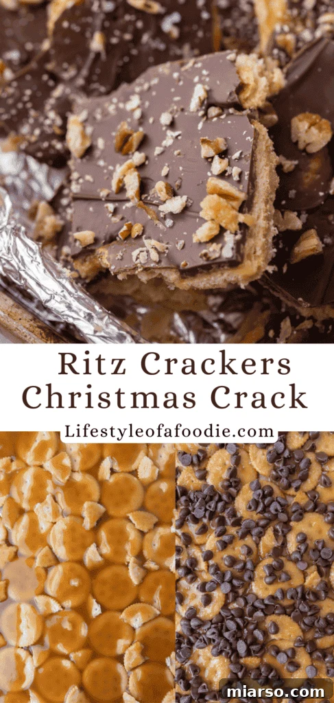Sweet & Salty Holiday Ritz Toffee Bark 17 Ritz Cracker Toffee Christmas Crack pinterest pin