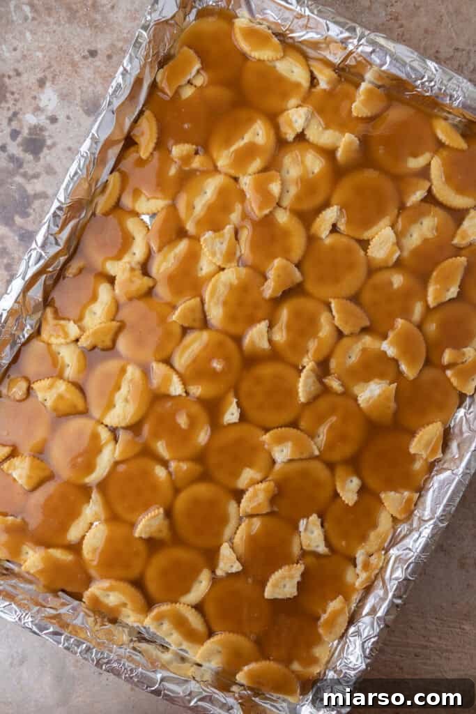 Sweet & Salty Holiday Ritz Toffee Bark 8 butterscotch on top of crackers