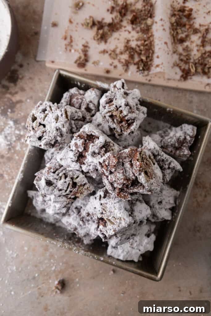 Irresistible Muddy Buddy Bars 15 muddy buddy bars recipe overhead view
