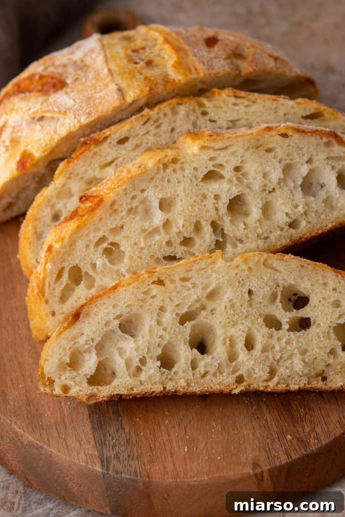 Small Batch Sourdough Bread Recipe cut into slices