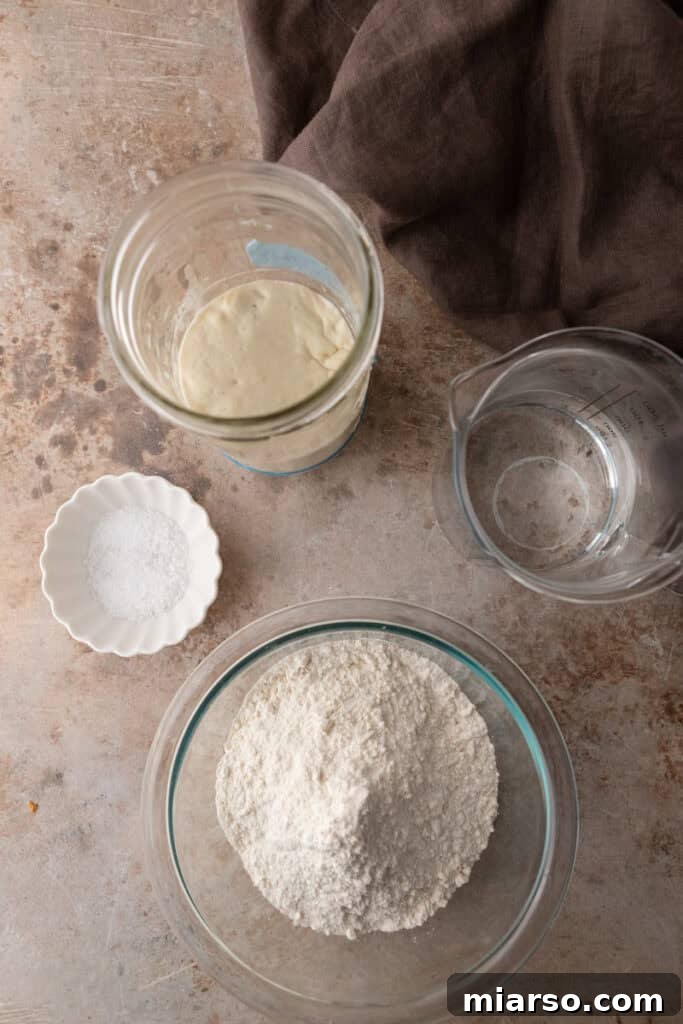 Small Batch Sourdough Bread Recipe ingredients