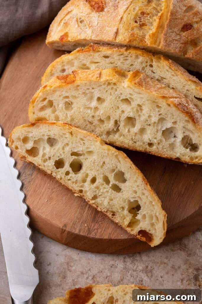 Small Batch Sourdough Bread Recipe cut into slices