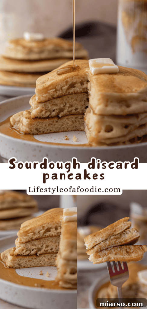 Sourdough discard pancakes with various toppings ready to be served