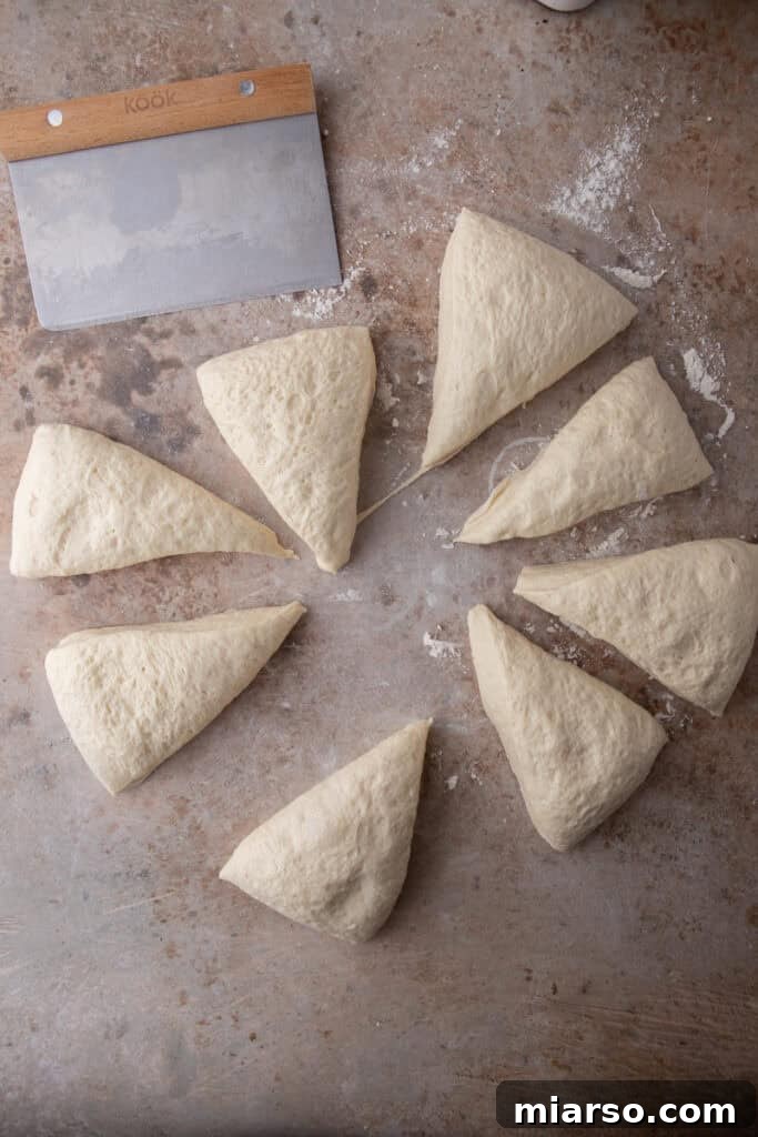 8 individual portions of dough
