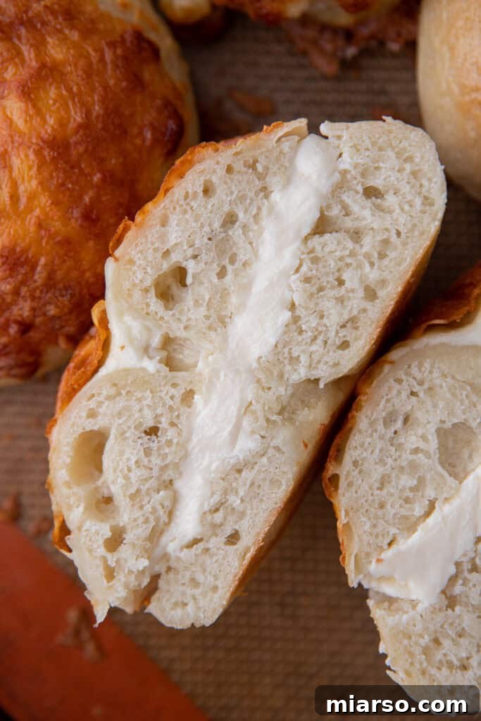 sourdough bagels recipe split in half