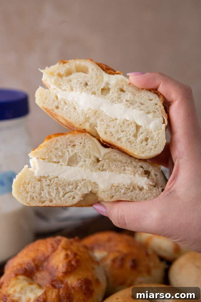 sourdough bagels recipe split in half