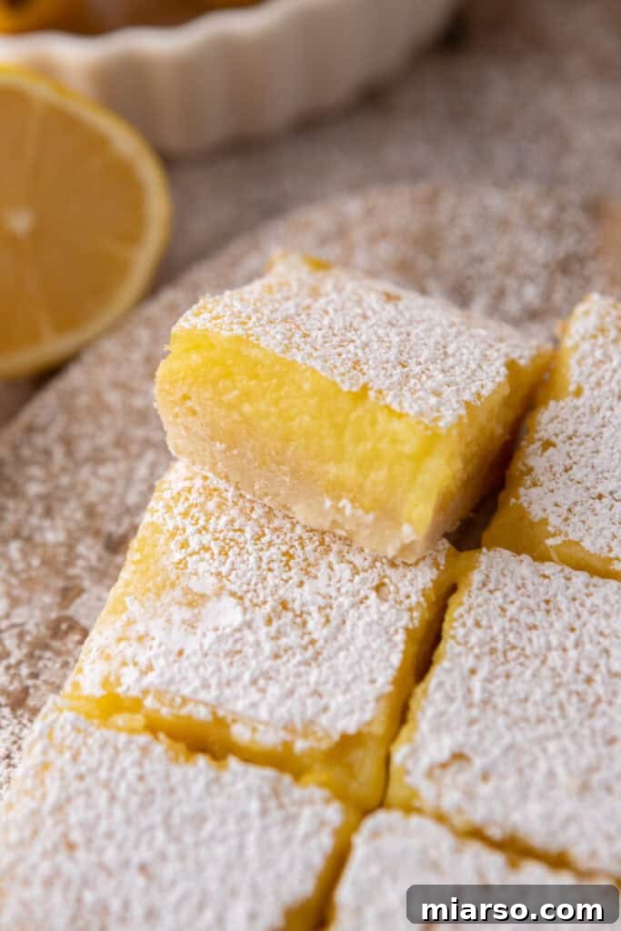 Small Batch Lemon Bars recipe close up