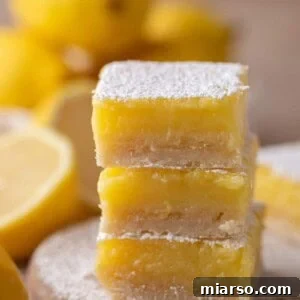 small batch lemon bars recipe stacked on top