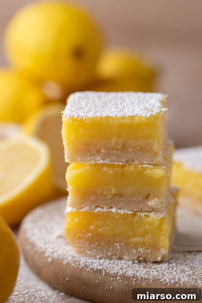 small batch lemon bars recipe stacked on top
