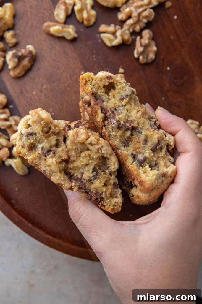 Levain Bakery Walnut Chocolate Chip Cookies Copycat Recipe split in half