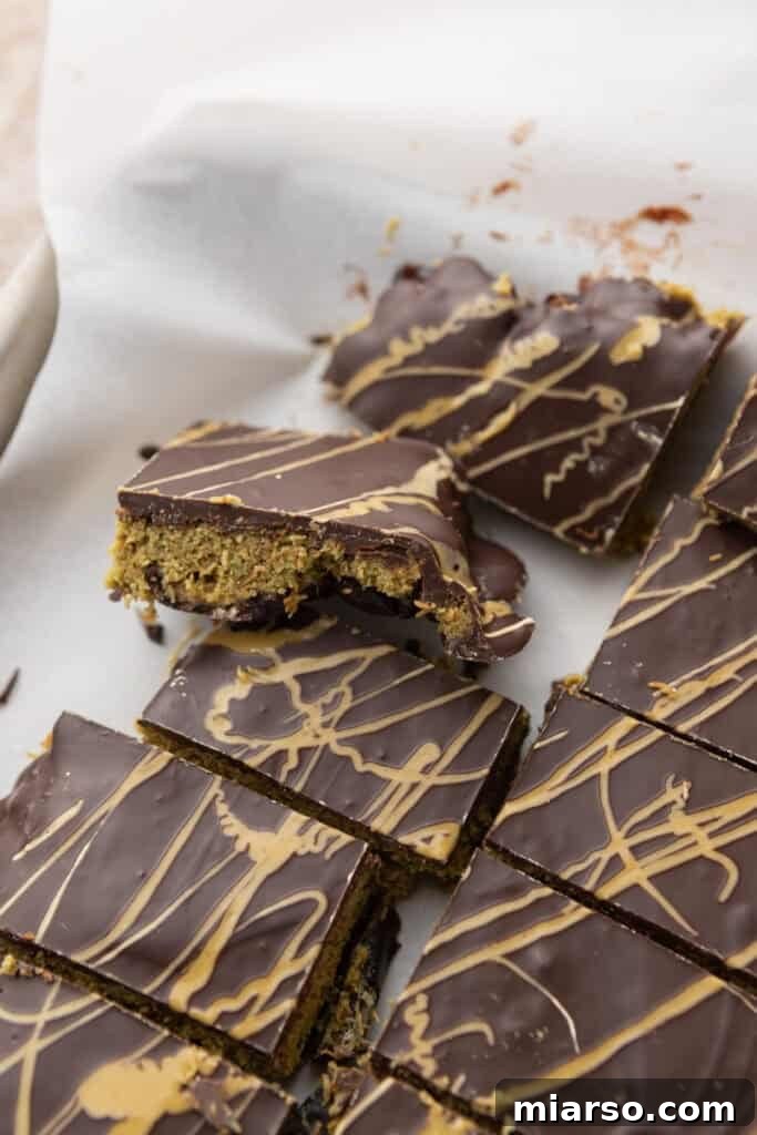 Sliced pieces of Dubai Chocolate Date Bark, ready to be served and enjoyed.