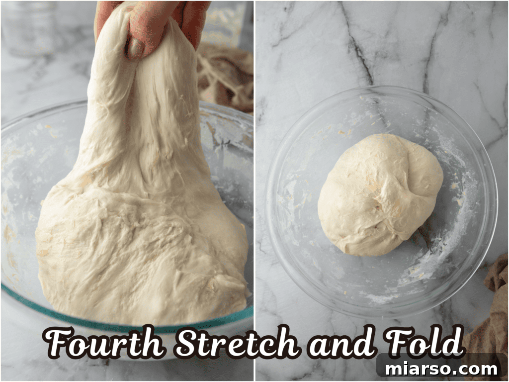 Elevate Your Baking Perfect Sourdough Croissant Bread 12 dough being stretched and folded