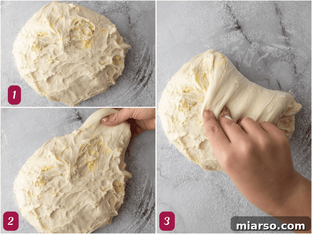 Elevate Your Baking Perfect Sourdough Croissant Bread 15 dough being folded