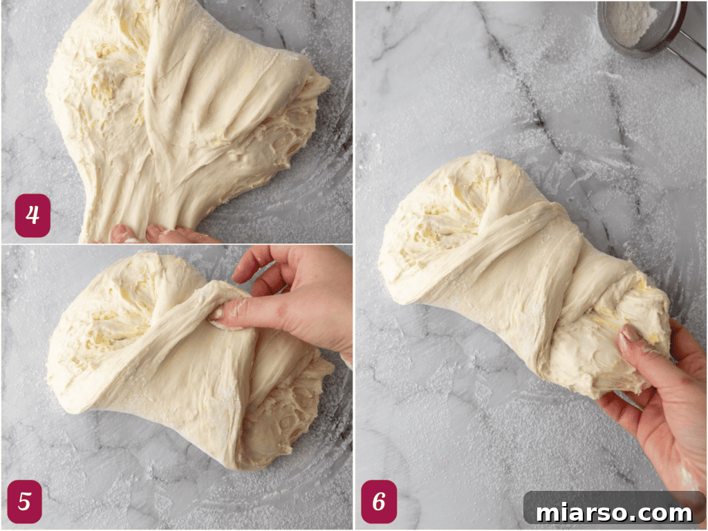Elevate Your Baking Perfect Sourdough Croissant Bread 16 dough being folded