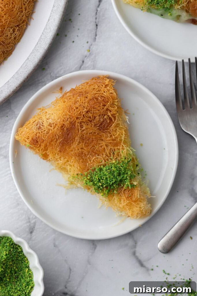 slice of the easy kunafa recipe with simple ingredients