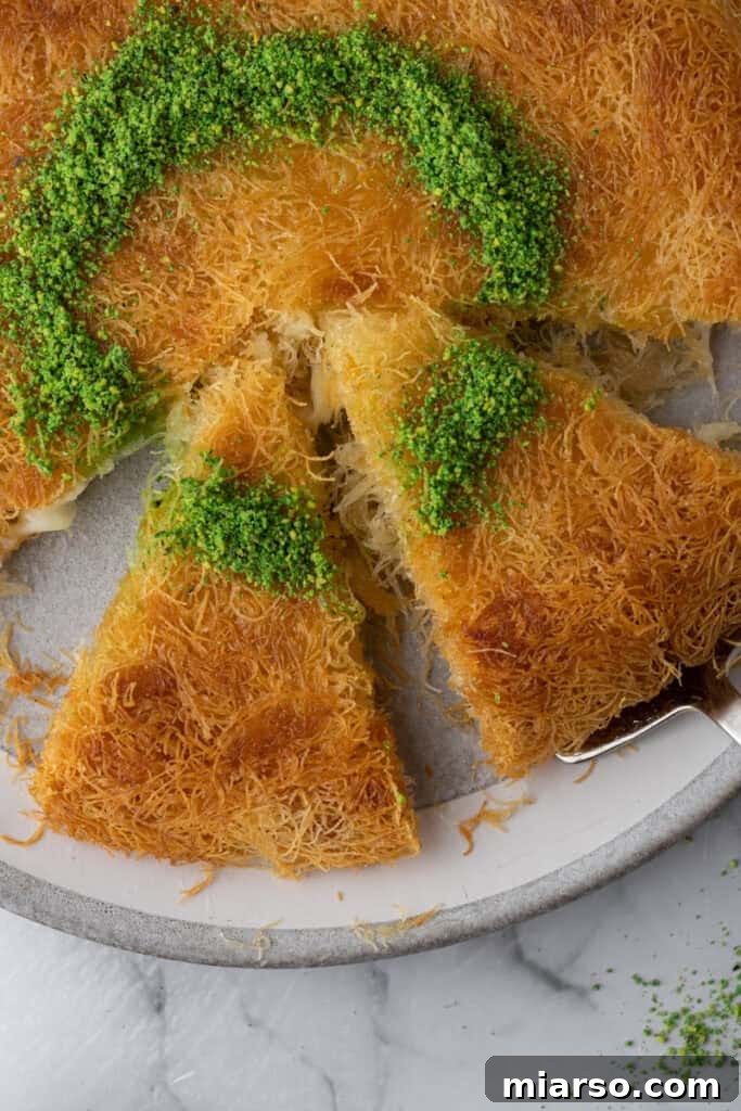 slices of the kunafa recipe with simple ingredients