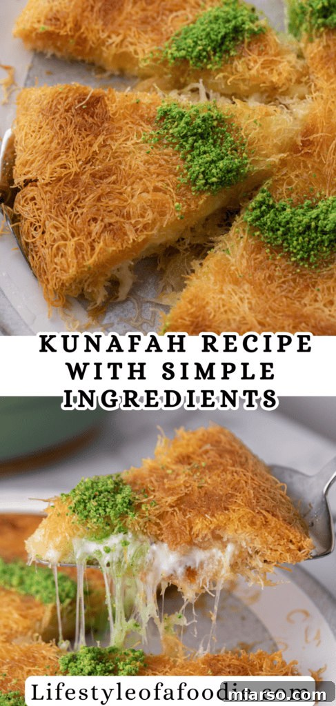 Easy Kunafa Recipe with Simple Ingredients pinterest pin