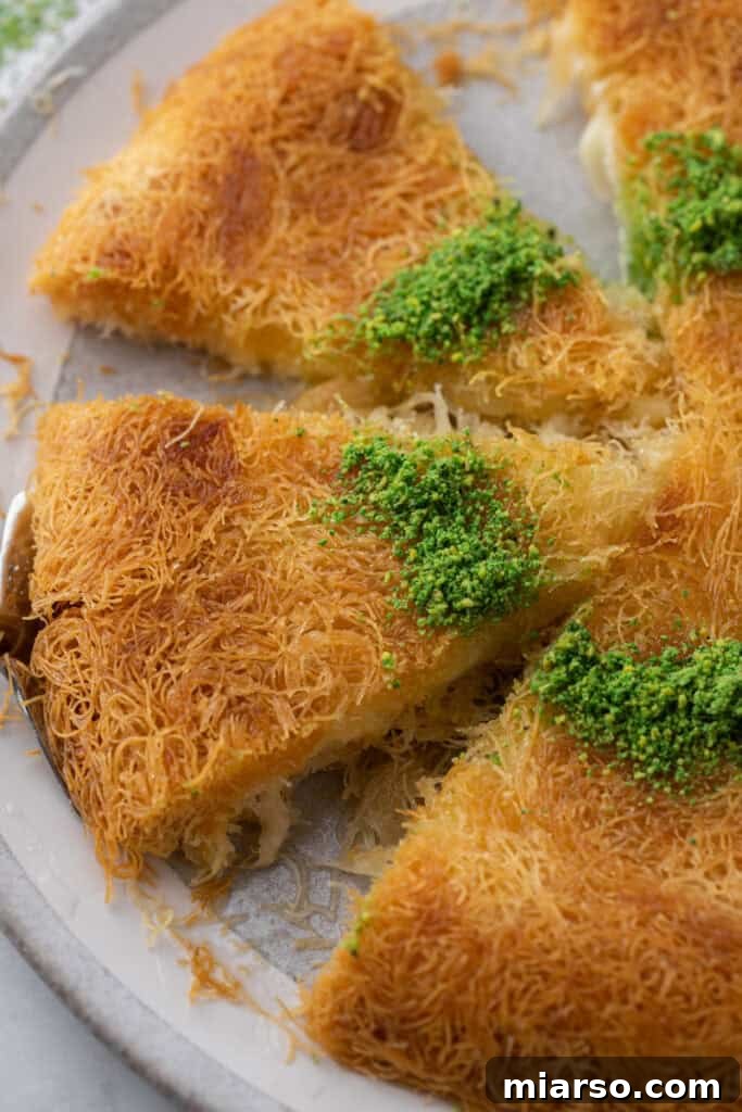 slices of the kunafa recipe with simple ingredients