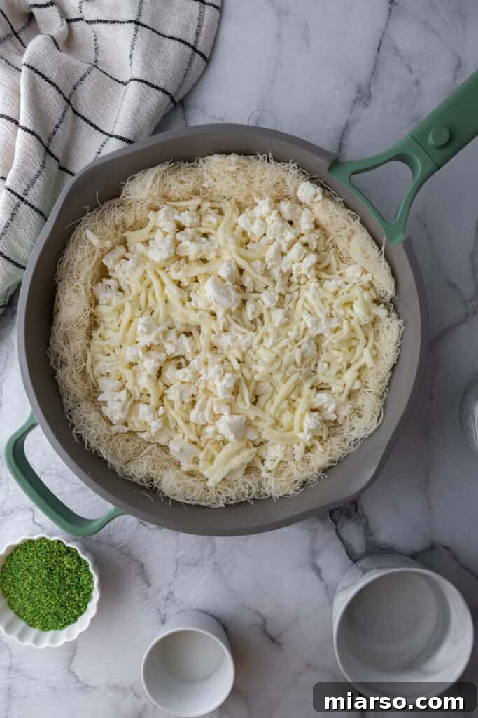 dough and cheese in a pan