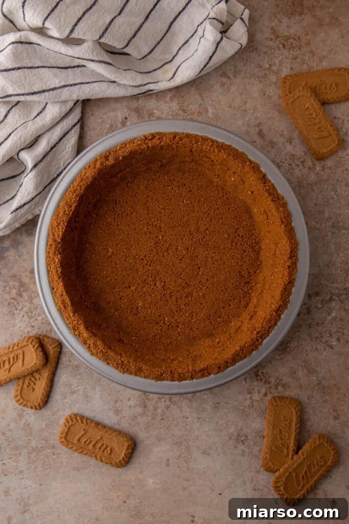 The Secret to a Perfect Biscoff Pie Crust 11 Biscoff pie Crust Recipe overhead shot