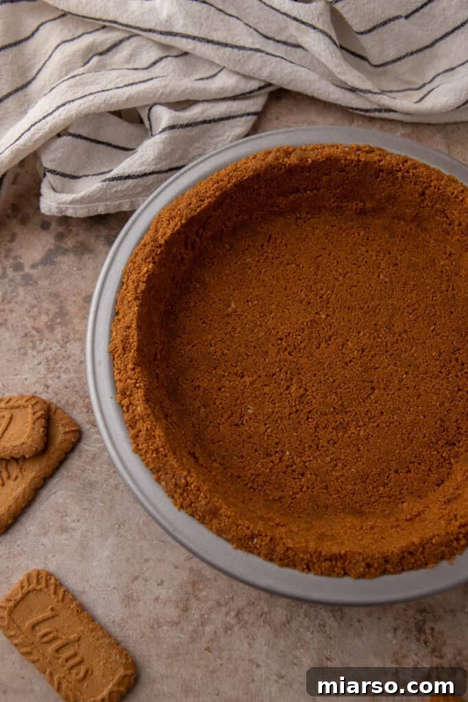 The Secret to a Perfect Biscoff Pie Crust 4 Biscoff pie Crust Recipe overhead shot