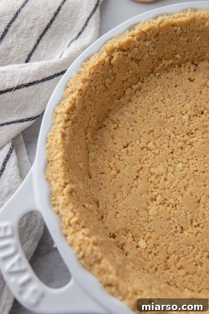 Golden Oreo Pie Crust Perfection 10 Close-up view of the golden, buttery texture of the prepared Oreo pie crust.