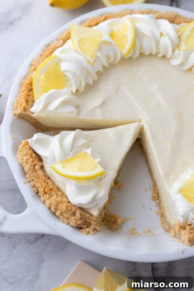 Zesty No Bake Lemon Pie Perfection 2 no bake lemon pie overhead shot