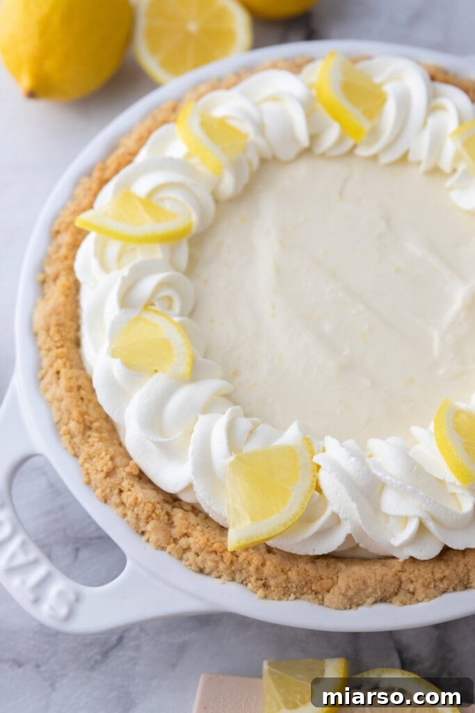 Zesty No Bake Lemon Pie Perfection 13 overhead shot of the no bake lemon pie recipe
