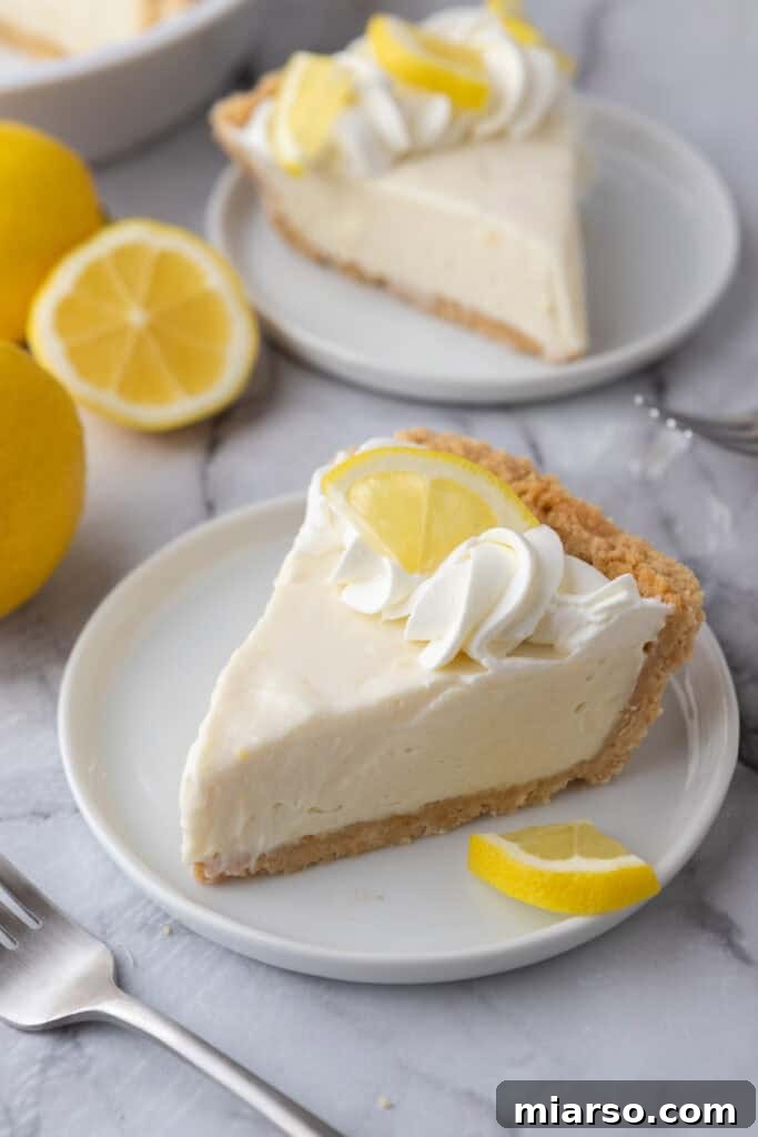 Zesty No Bake Lemon Pie Perfection 14 overhead shot of the no bake lemon pie recipe pie slice