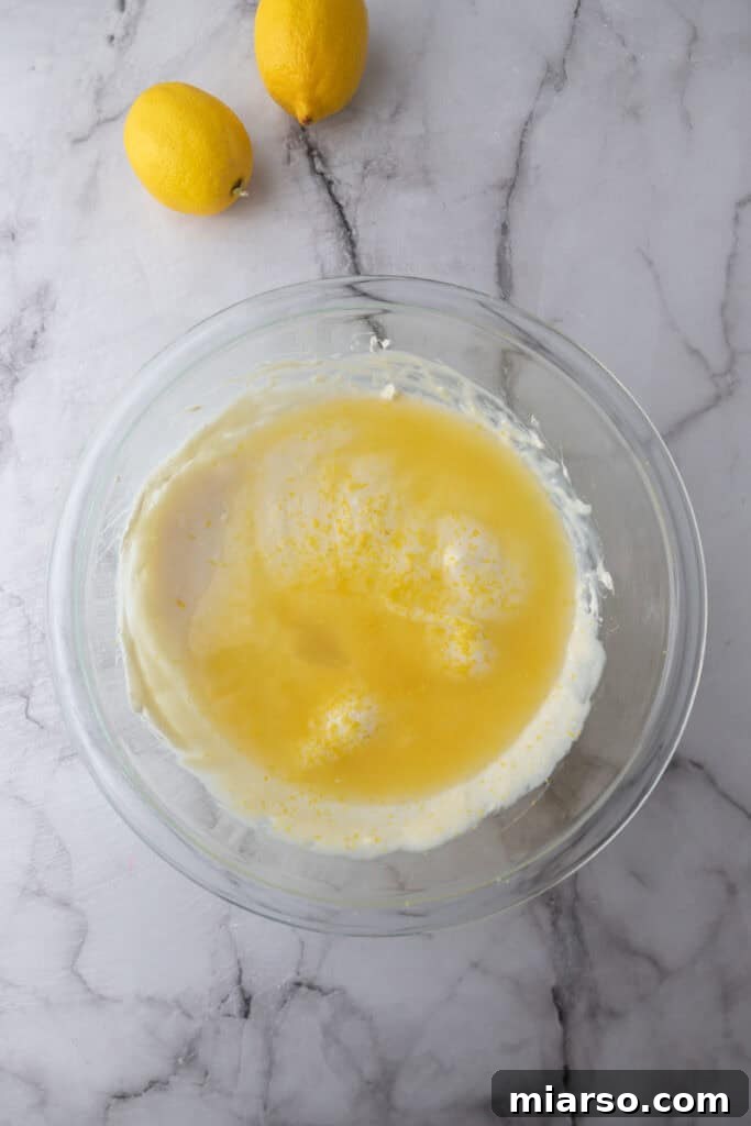 Zesty No Bake Lemon Pie Perfection 6 unmixed ingredients in a bowl