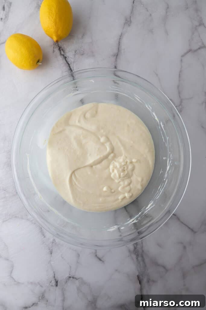 Zesty No Bake Lemon Pie Perfection 7 mixed ingredients in a bowl