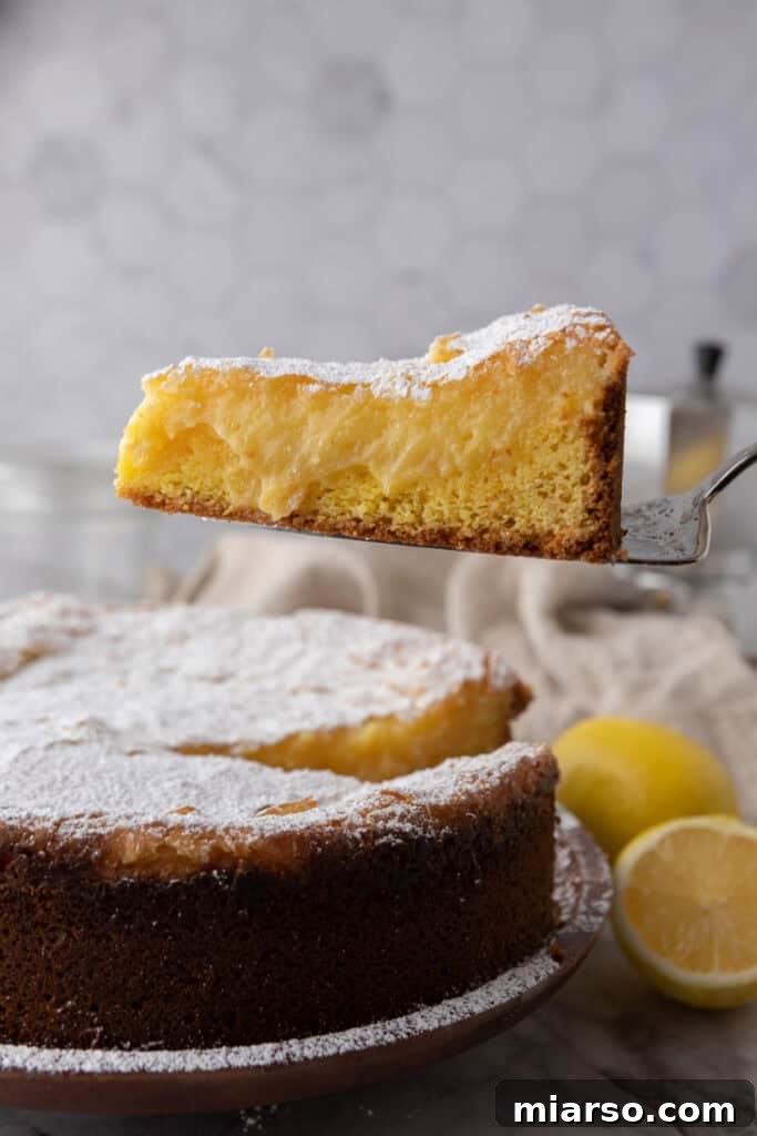 gooey butter lemon cake recipe slice in the air