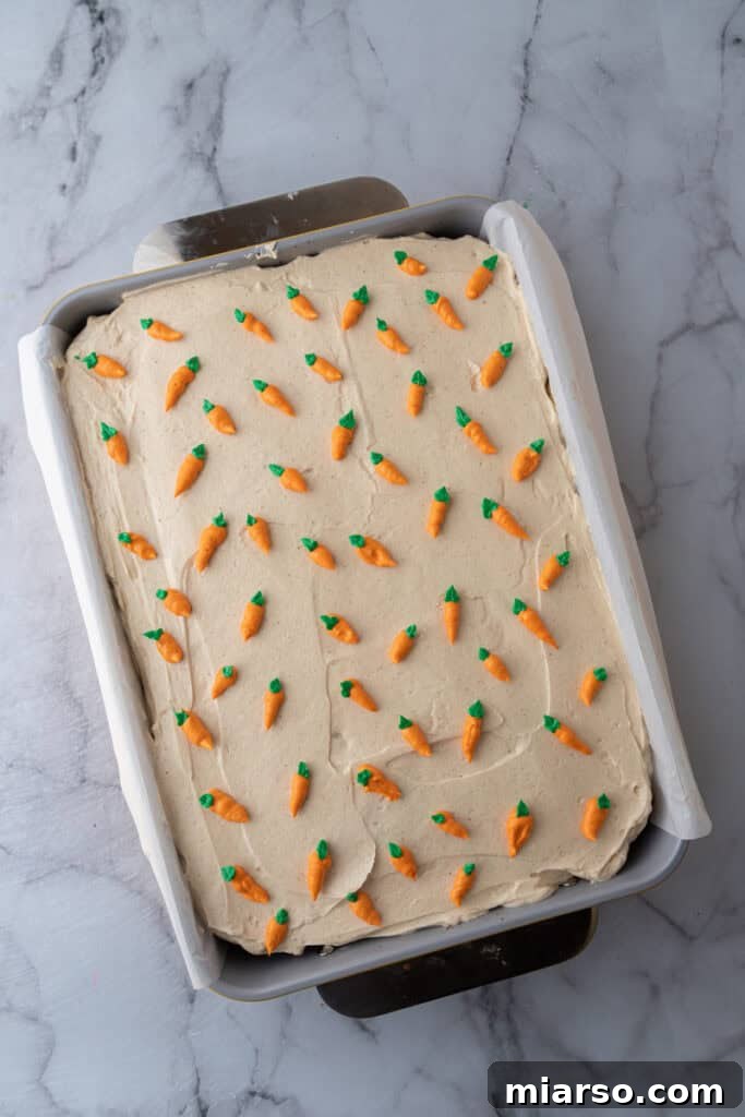 baked batter in a pan with frosting