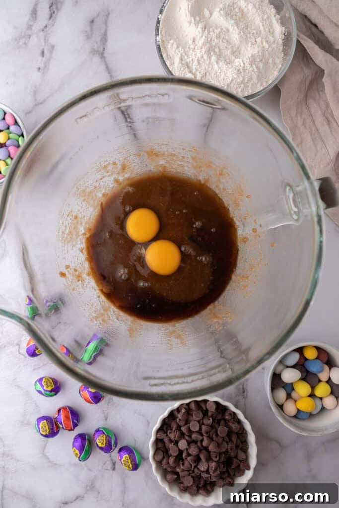 Wet ingredients in a bowl before mixing.