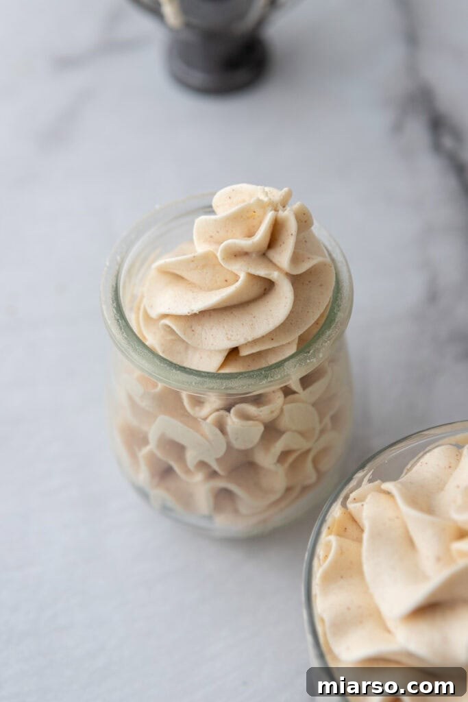 Irresistible Brown Butter Frosting 4 overhead view of the Brown Butter Frosting Recipe in a jar