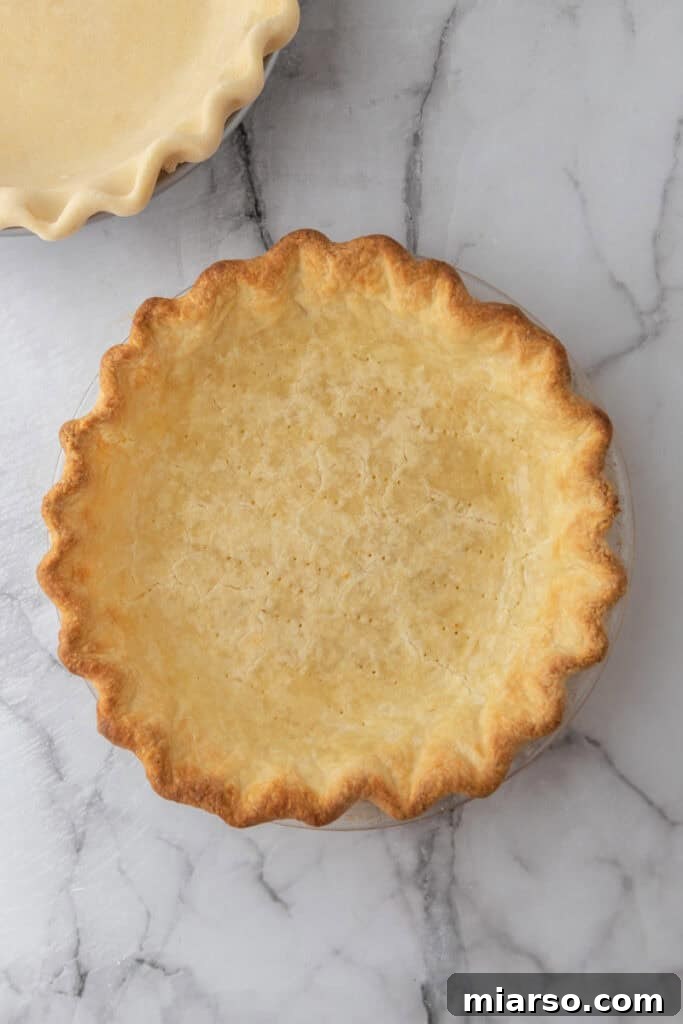 Perfect Flaky Sourdough Discard Pie Crust 17 baked dough in a pie pan