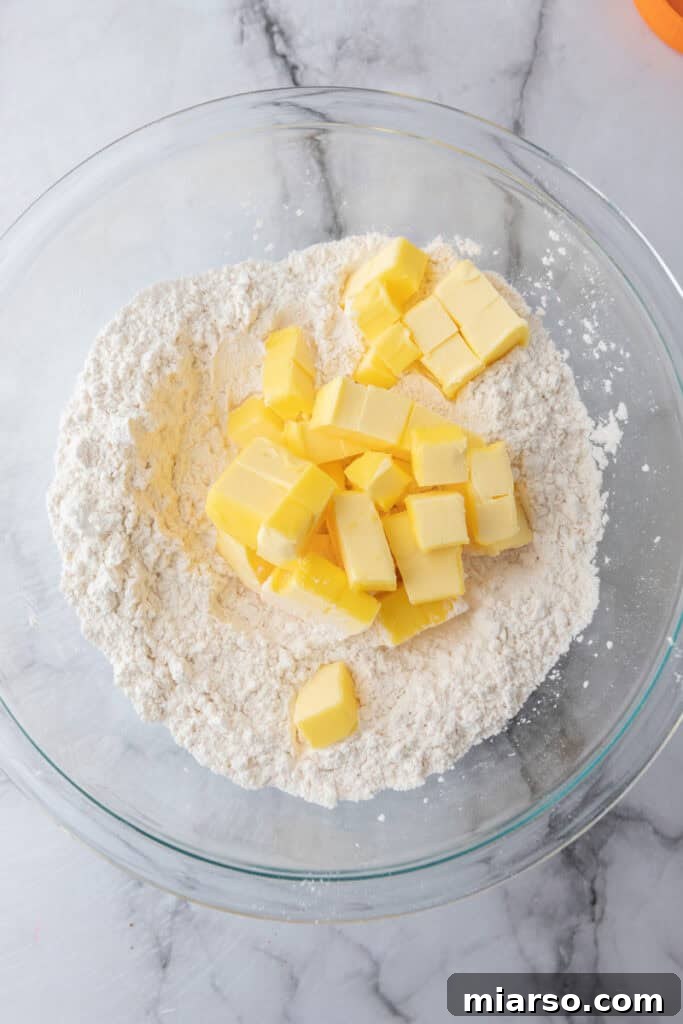 Perfect Flaky Sourdough Discard Pie Crust 6 unmixed ingredients in a bowl