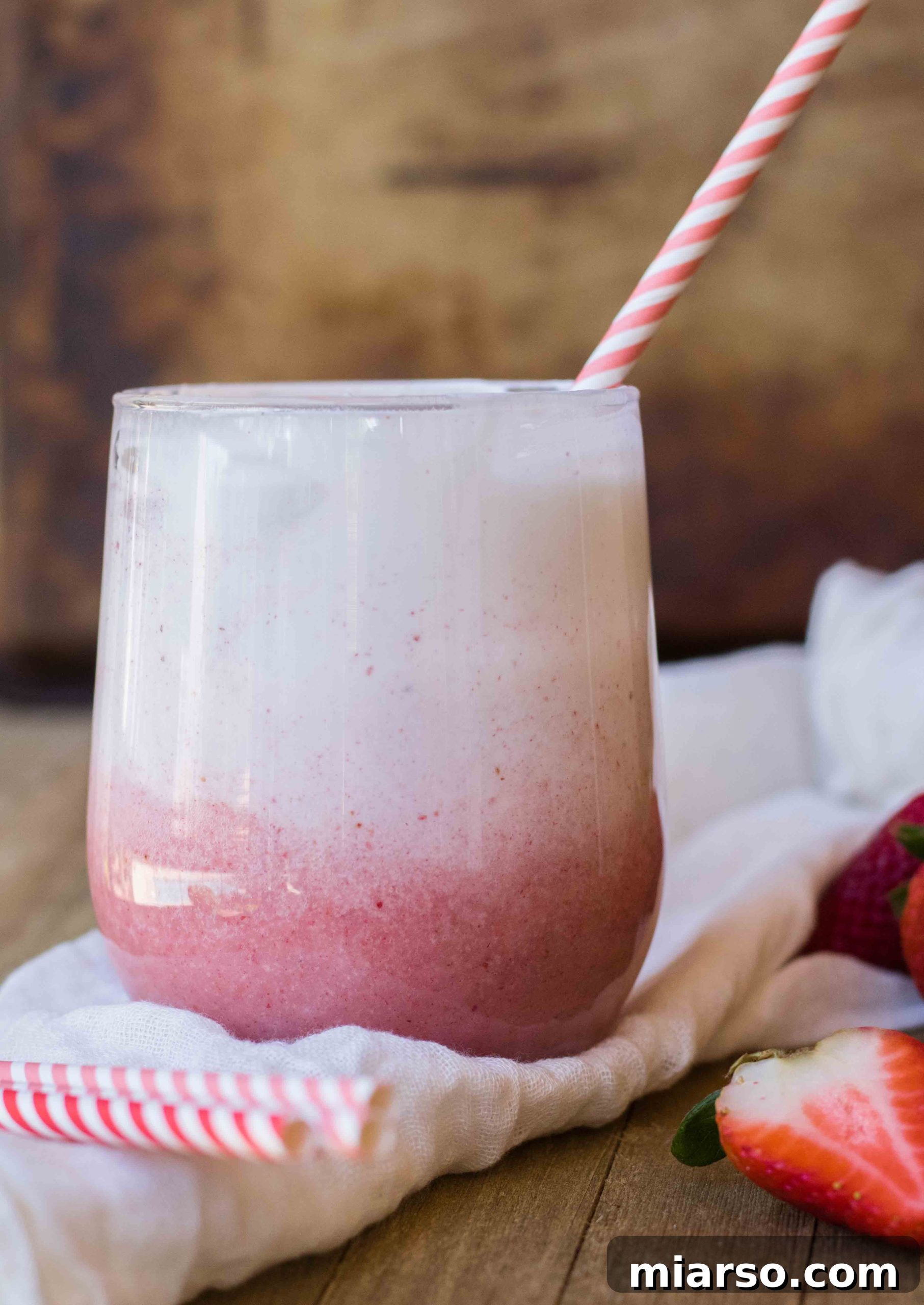 banana strawberry healthy smoothie - beautiful ombre effect