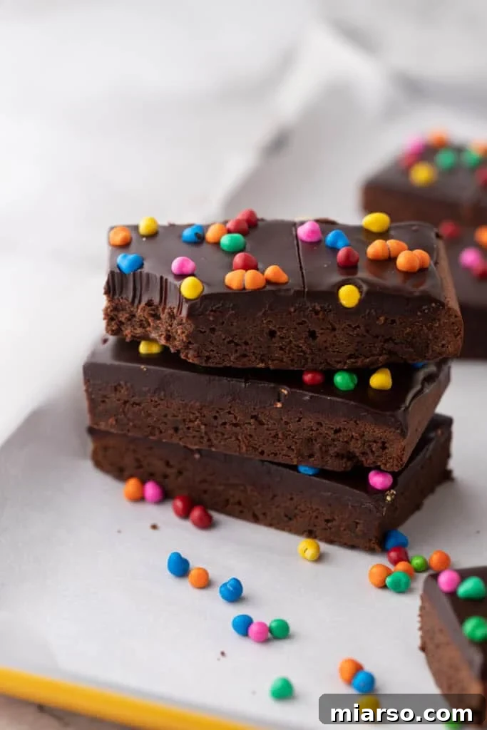 Cosmic Brownies recipe stacked on top of each other