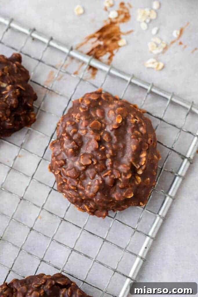 Decadent No Bake Chocolate Oatmeal Treats 2 Delicious stack of homemade No-Bake Chocolate Oatmeal Cookies