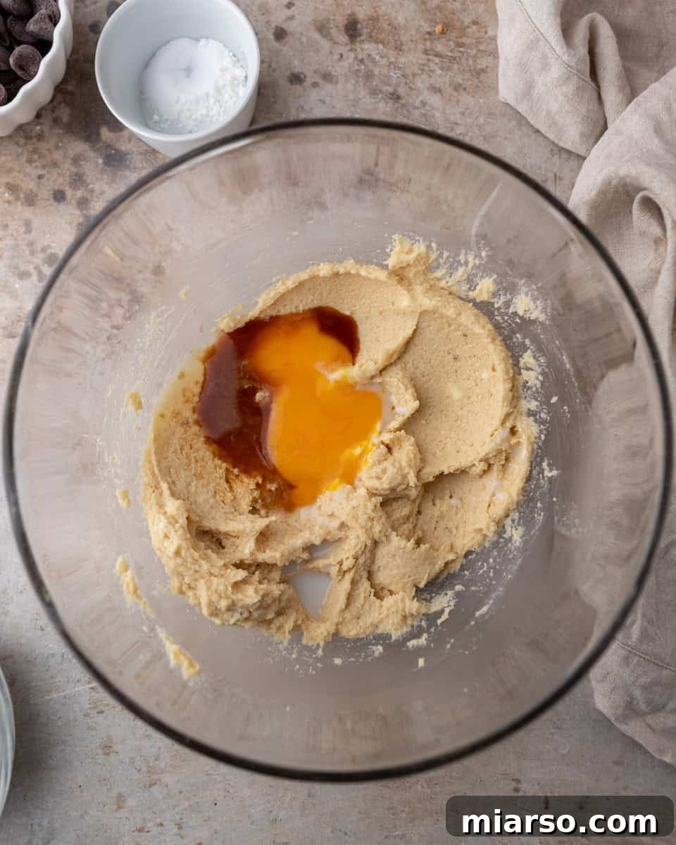 Velvety Soft Cream Cheese Chocolate Chip Cookies 5 Egg yolks and vanilla added to cream cheese mixture